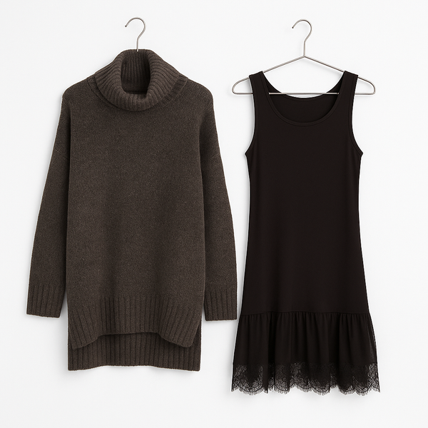 Two-Piece Casual Lace Turtleneck Set